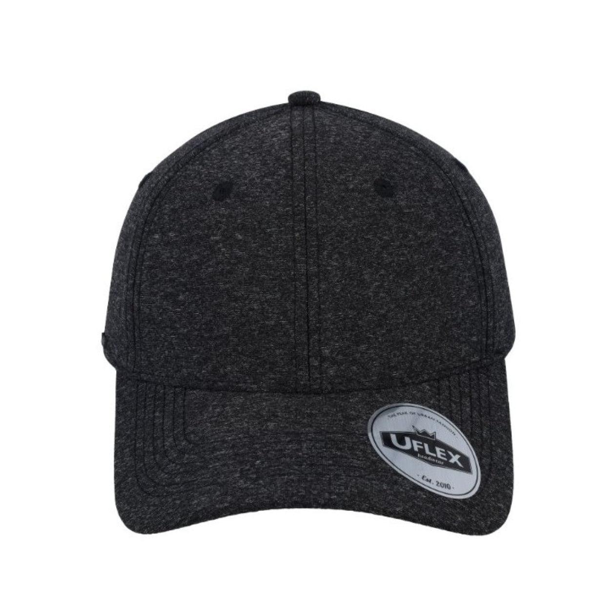 U15608ACTBLACK - Uflex 6P Curved Peak Snapback - Active Black / Standard Size