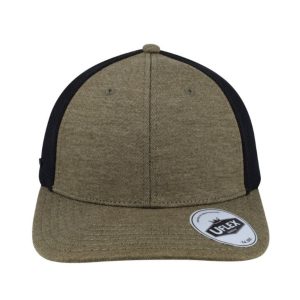 U15503AGRN-L/XL - Uflex 6 Panel Fitted Trucker - Army Green / Large/Xtra Larg