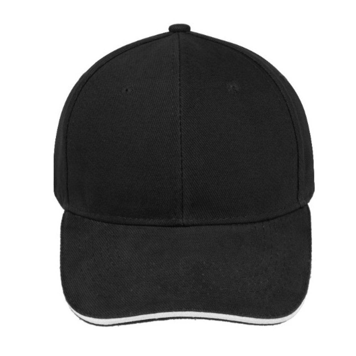 V6001BLACK/WH - Sandwich Brushed Cotton Cap - Black/White