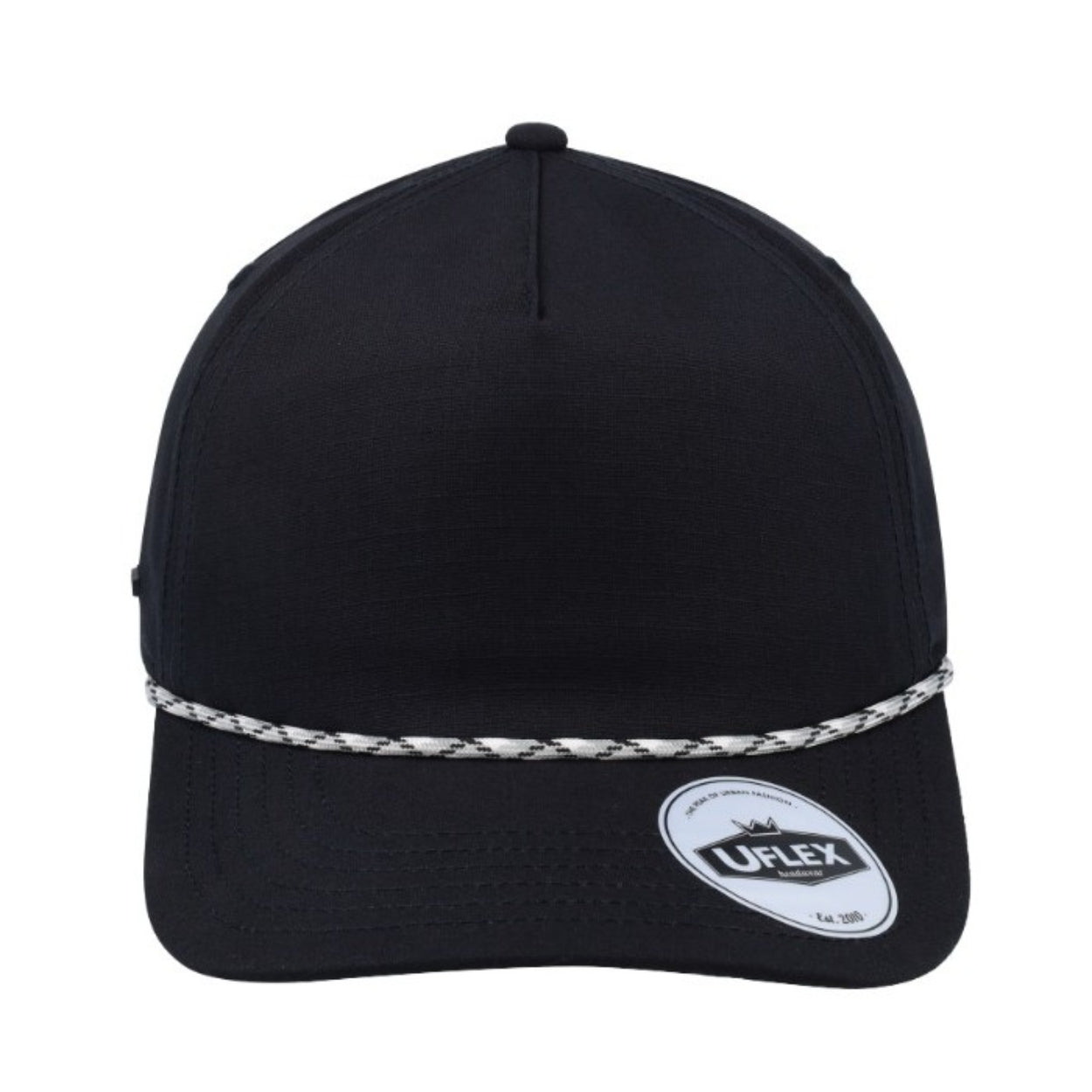 U23508BLACK/GRY - 5 Panel Ripstop Dad Cap - Black/Grey Camo