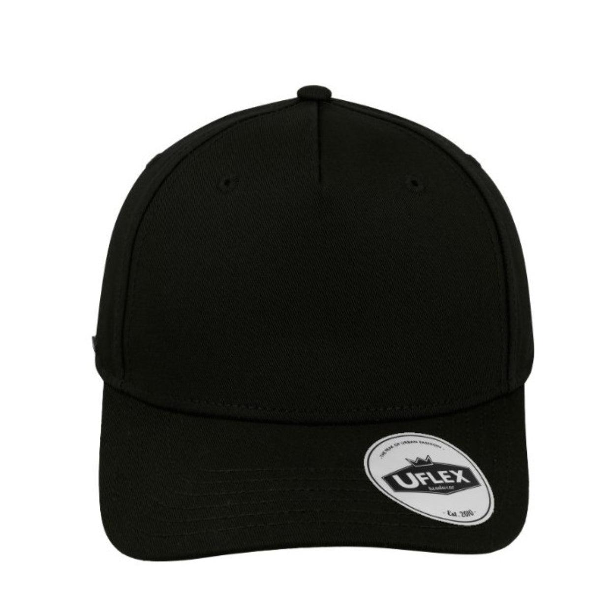 U15518BLK - Uflex 5P Curved Peak Snapback - Black