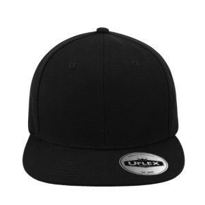 U15606BLACK - Uflex 6P Flat Peak Snapback - Black