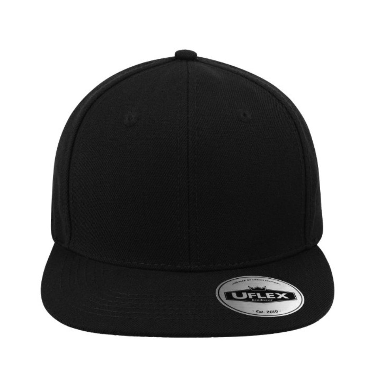 U15606BLACK - Uflex 6P Flat Peak Snapback - Black