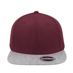 U15606BURG/GREY - Uflex 6P Flat Peak Snapback - Burgundy/Grey
