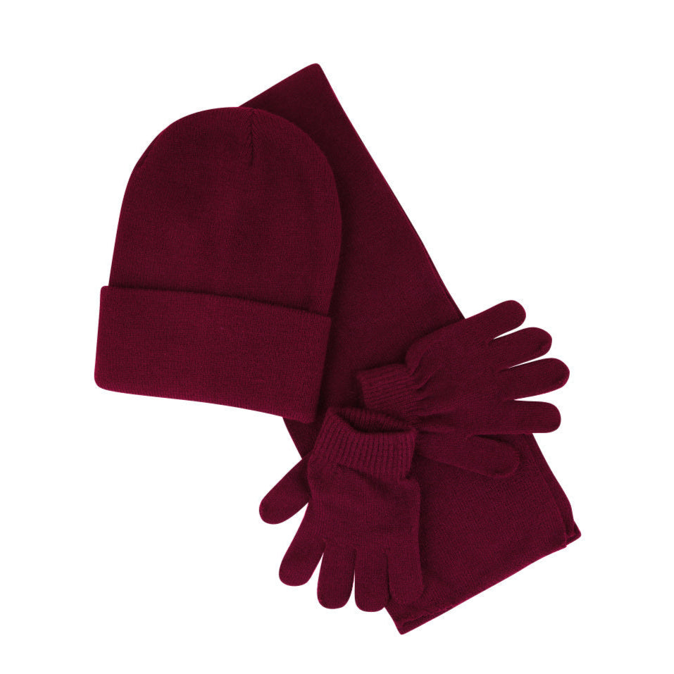 KB1702BURGUNDY - Kiddies Knitted Set - Burgundy