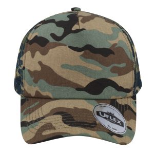 U15502CAMO/CAMO - Uflex 5P Curved Peak Trucker - Camo