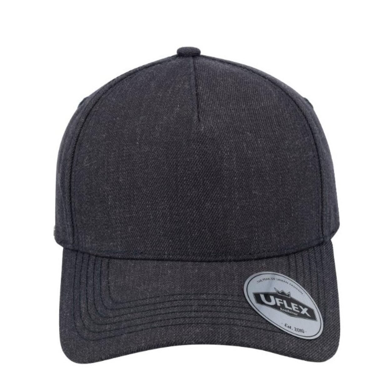 U15518CHARMELAN - Uflex 5P Curved Peak Snapback - Charcoal Melange