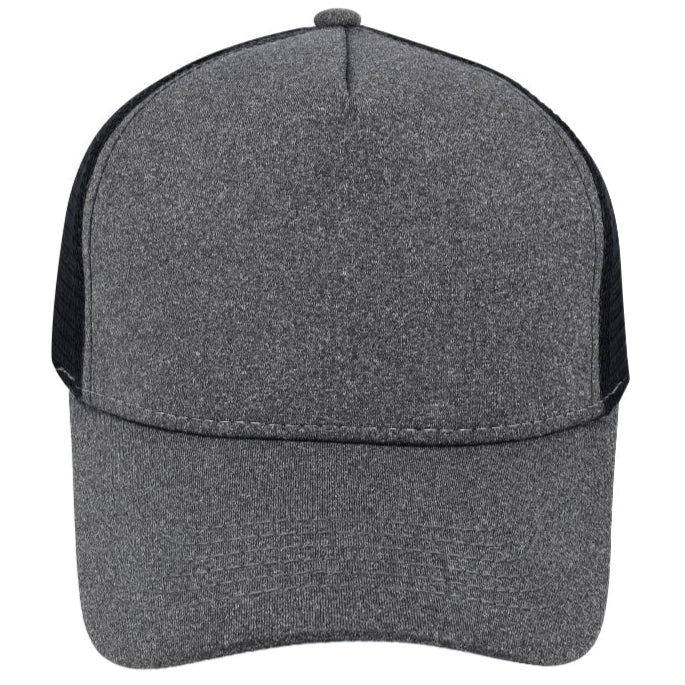 C10500CHARMEL - Jersey Trucker Cap - Charcoal Melange/Black
