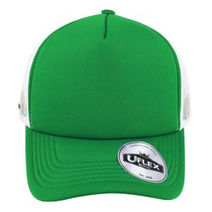 U15502GRN/WHT - Uflex 5P Curved Peak Trucker - Green/White