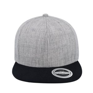 U15606GREY/BLK - Uflex 6P Flat Peak Snapback - Grey/Black