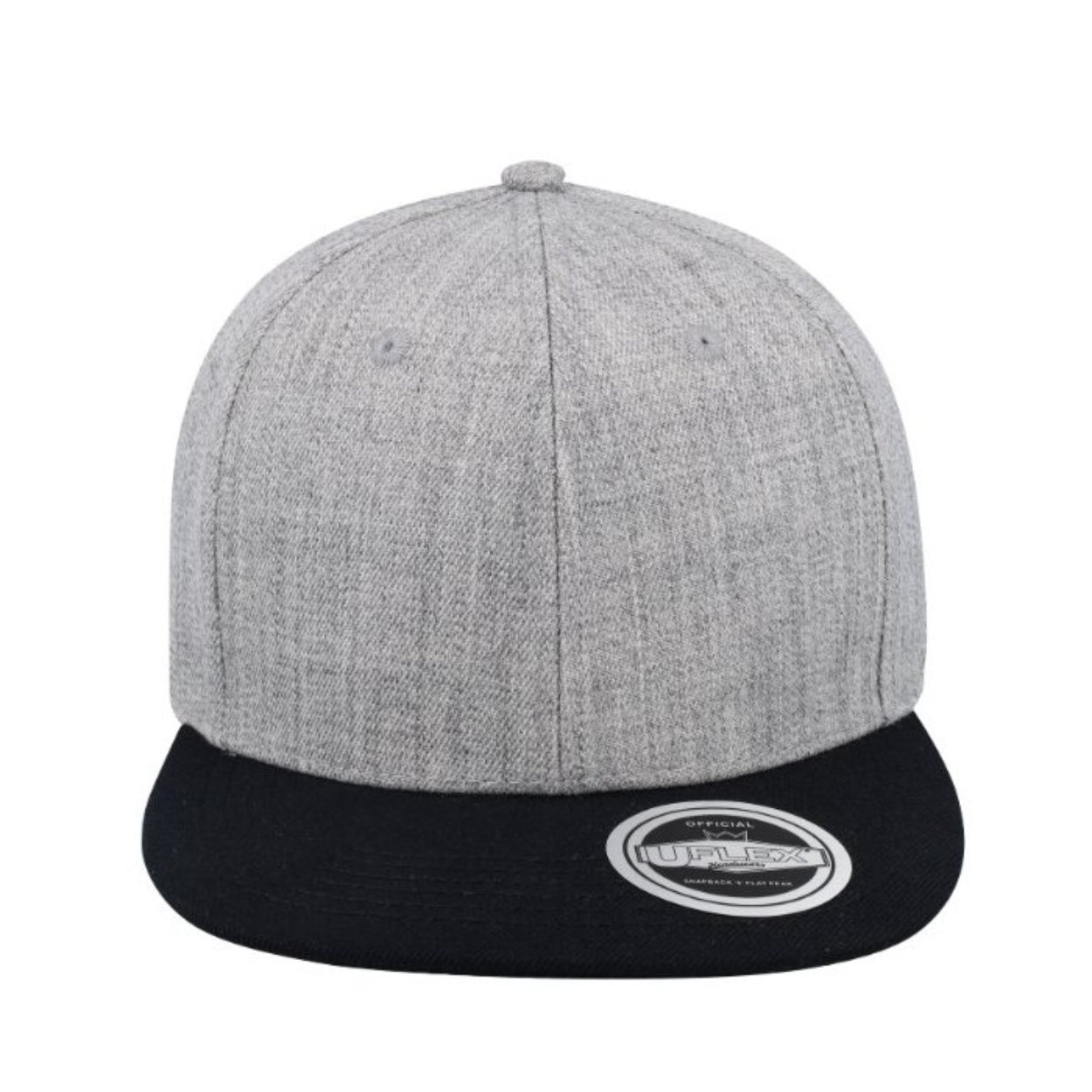 U15606GREY/BLK - Uflex 6P Flat Peak Snapback - Grey/Black