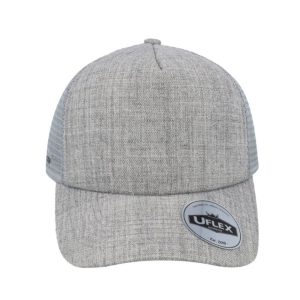 U15502GRYME/GRY - Uflex 5P Curved Peak Trucker - Grey Melange
