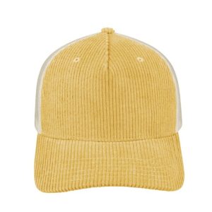 U21512MUSTARD - 5 Panel Corduroy Trucker Cap - Mustard