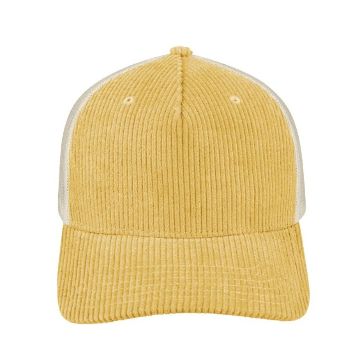 U21512MUSTARD - 5 Panel Corduroy Trucker Cap - Mustard
