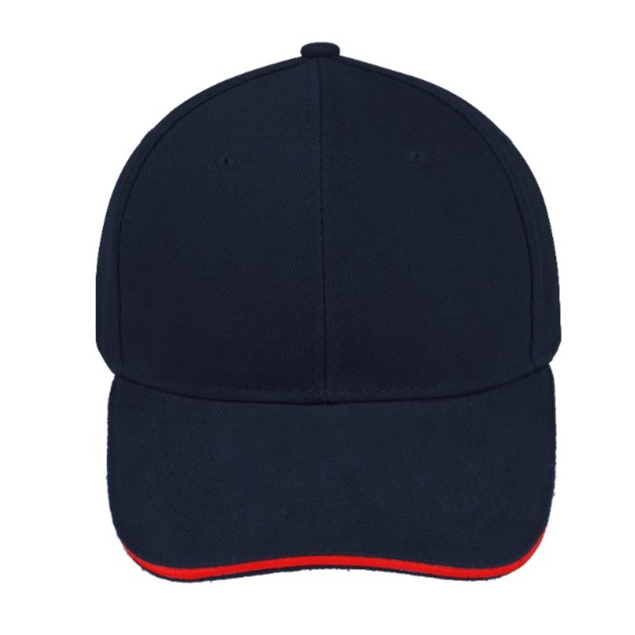 V6001NAVY/RE - Sandwich Brushed Cotton Cap - Navy/Red