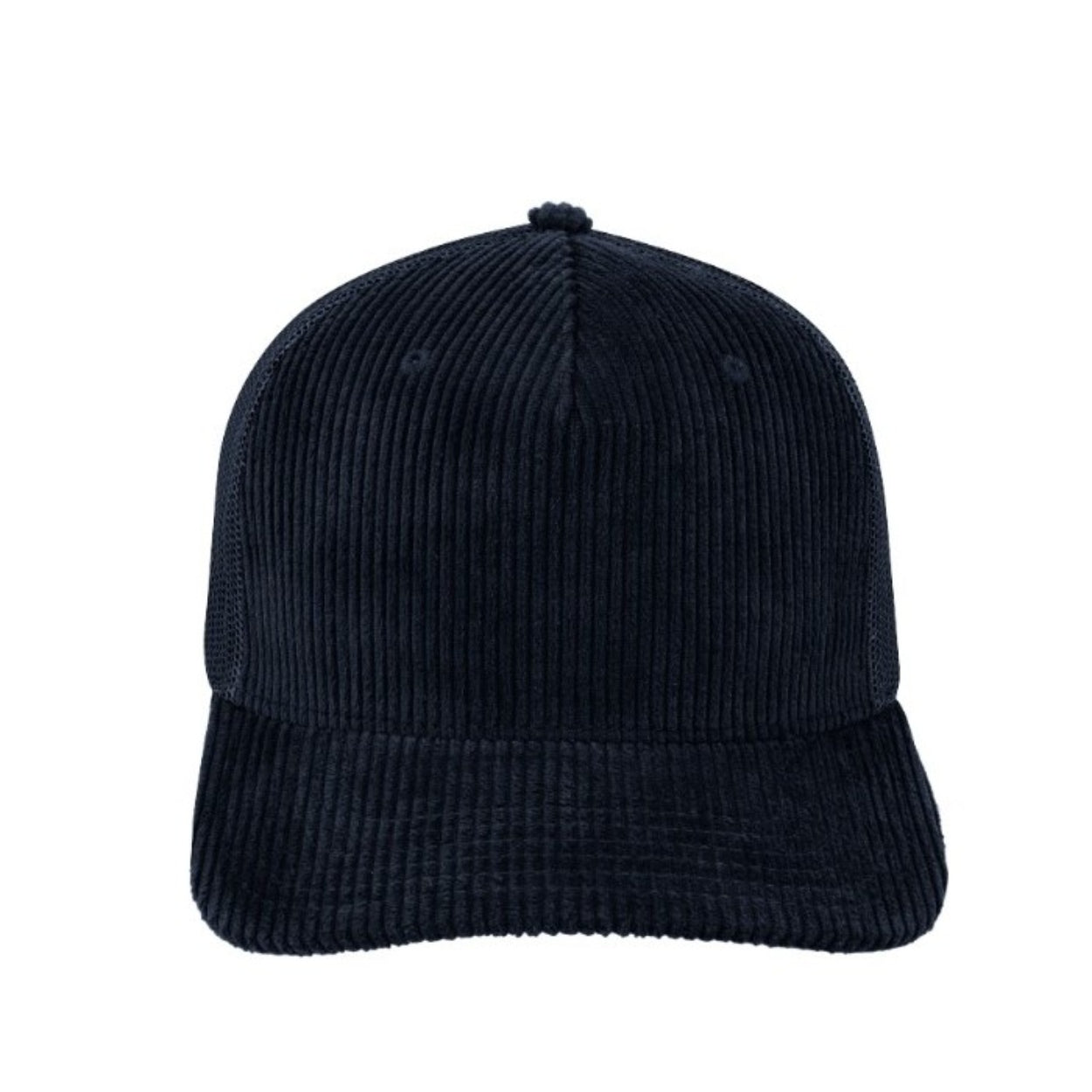 U21512NVY - 5 Panel Corduroy Trucker Cap - Navy