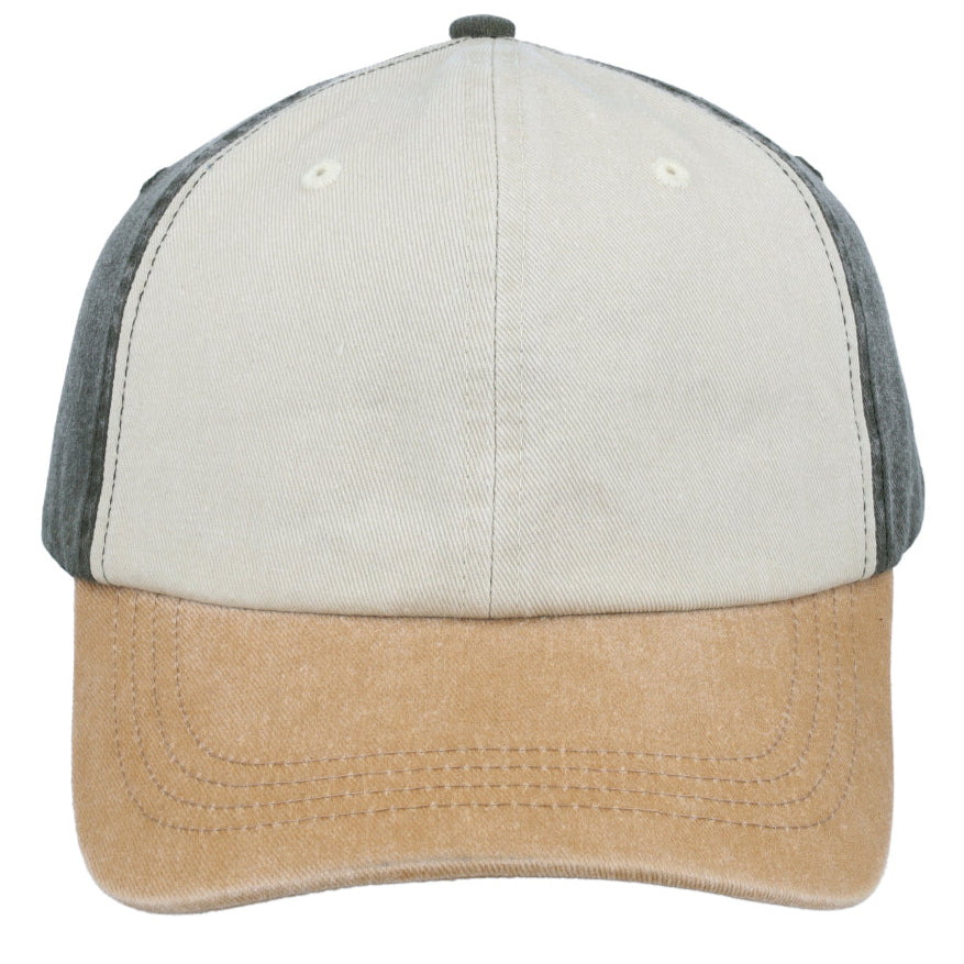 F25600OL/ST/MUS - 6P Vintage Unstr Cap - Olive/Stone/Mustard