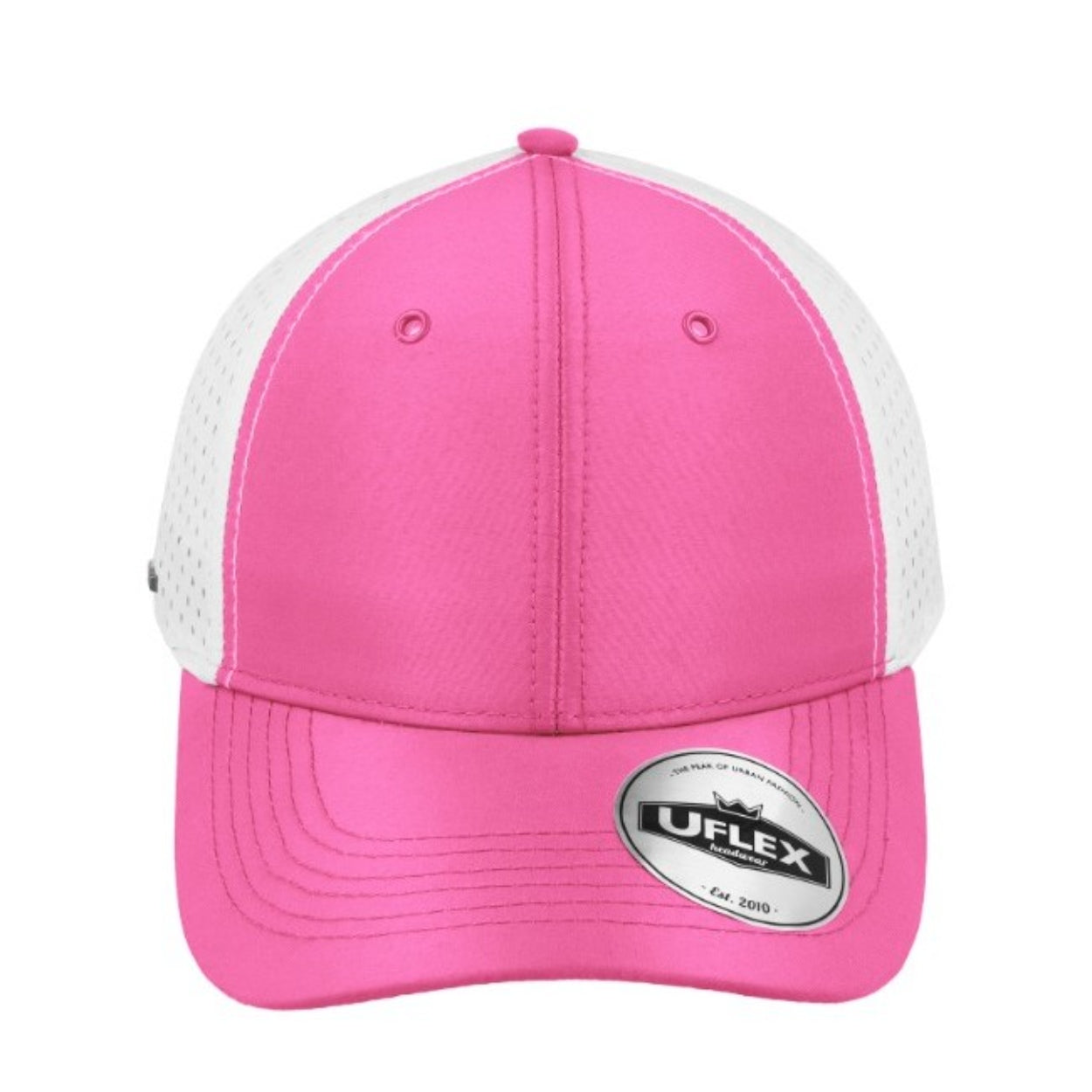 U15618PINK/WHIT - Uflex High Tech 6P Curved Peak - Pink/White