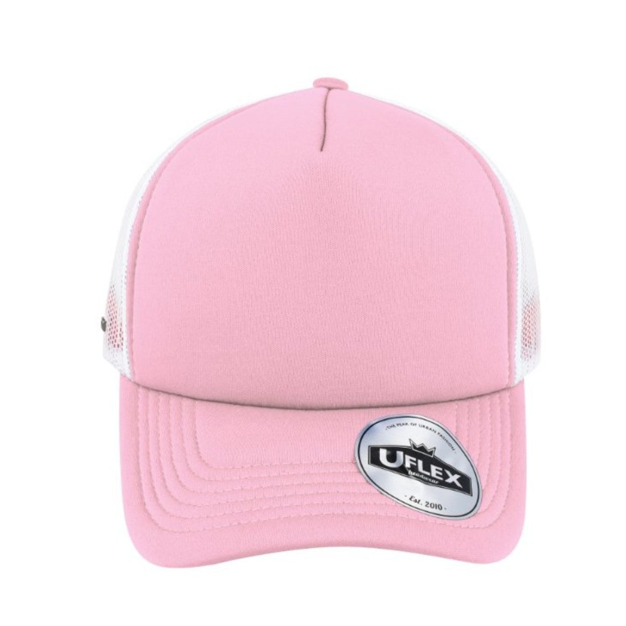 U15502PNK/WHT - Uflex 5P Curved Peak Trucker - Pink/White