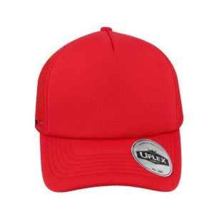 U15502RED/RED - Uflex 5P Curved Peak Trucker - Red