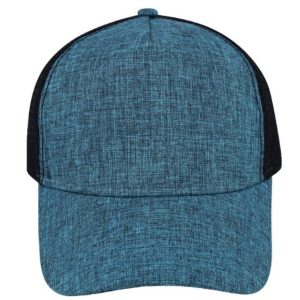 F21501TURQBLK - 5 Panel Summit Trucker Cap - Turquoise/Black
