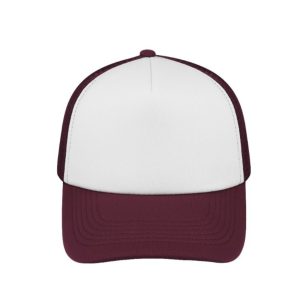 S19500BURG/WH - Curved Peak Foam Trucker Cap - White/Burgundy
