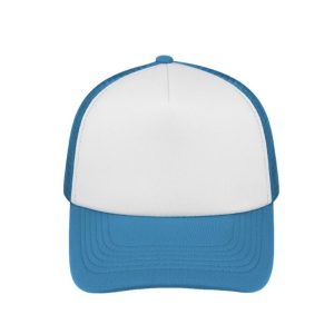 S19500SKY - Curved Peak Foam Trucker Cap - White/Sky