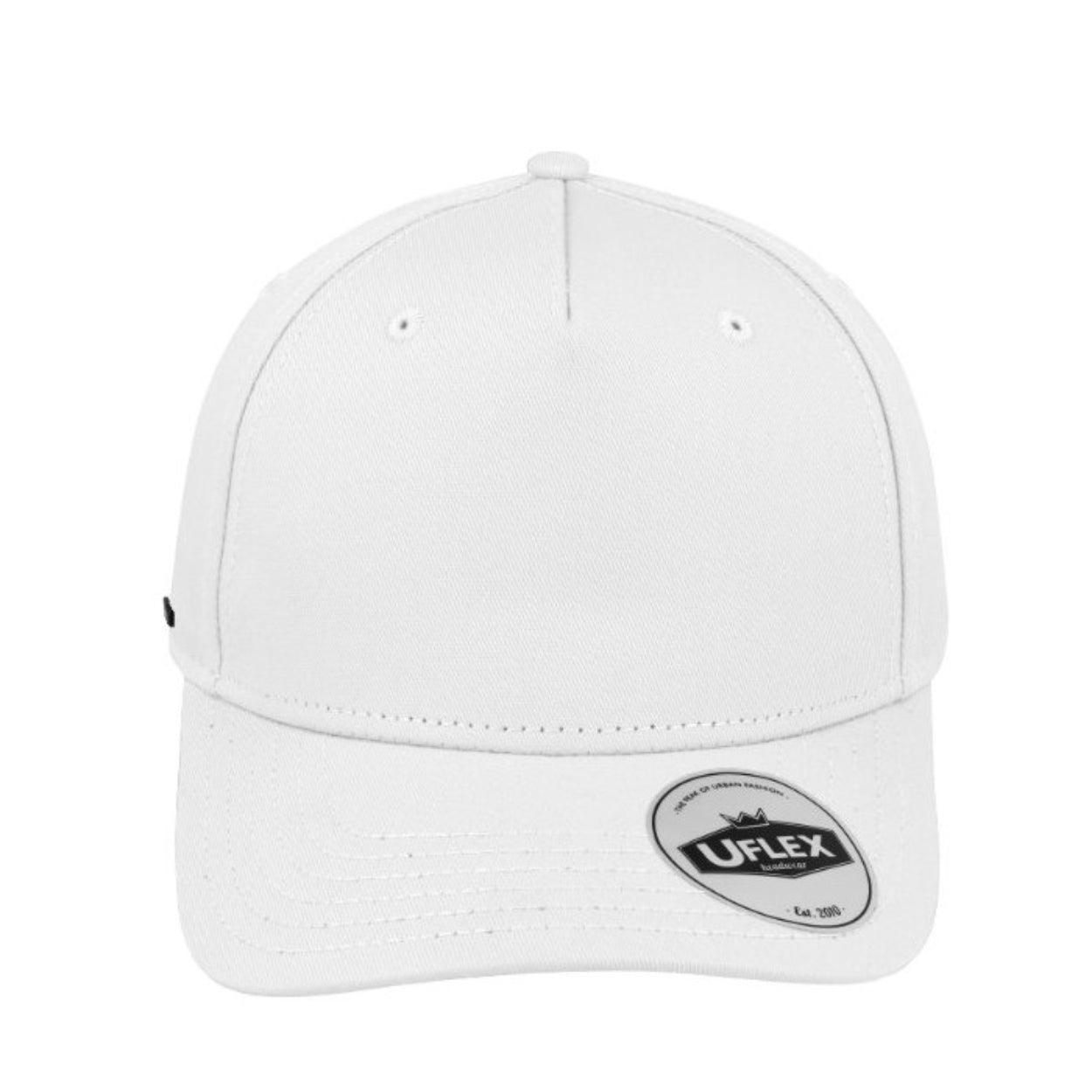 U15518WHTE - Uflex 5P Curved Peak Snapback - White