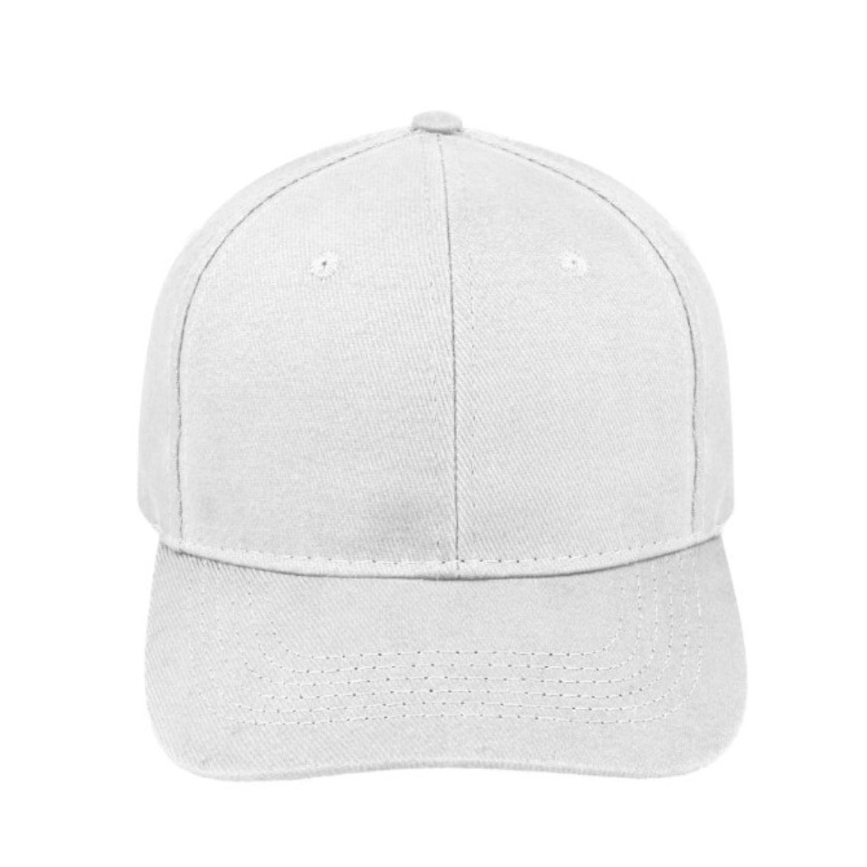 V6009WHITE - 6 Panel Br Cotton Cap - White