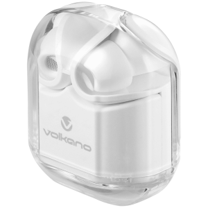 Volkano Crystalline Series TWS Earphone - White - Hardbox