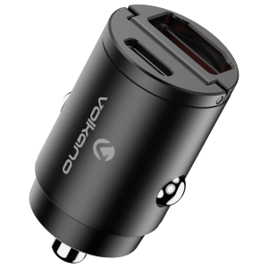 Volkano Veilix Series 45w PD Dual USB-A and USB-C Ultra Small Car Charger - Black
