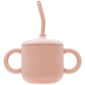 Silicone Training Cup with Straw - Rose