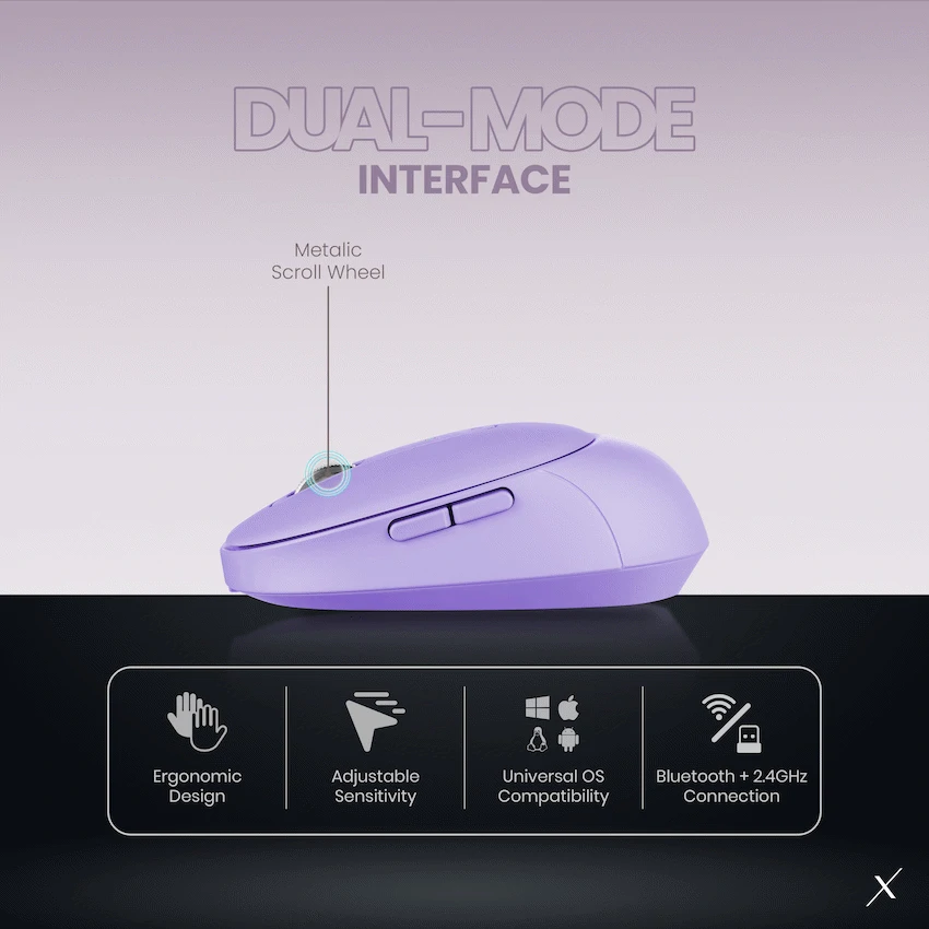 VolkanoX Crater Bluetooth Wireless Mouse - Purple - Image 12