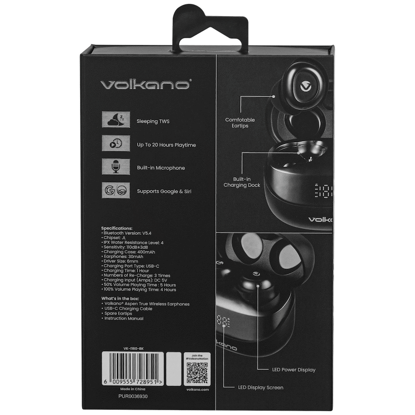 Volkano Aspen True Wireless Earphones - Black - Image 6