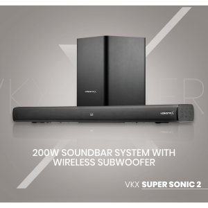 VolkanoX Supersonic 2 Series 2.1 200w Soundbar System with Wireless Subwoofer - Black