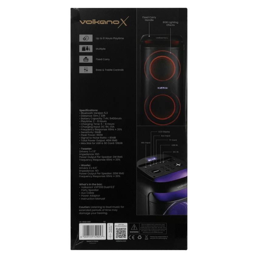 VolkanoX VXP200 Dual 6.5" Party Speaker - Black - Image 30