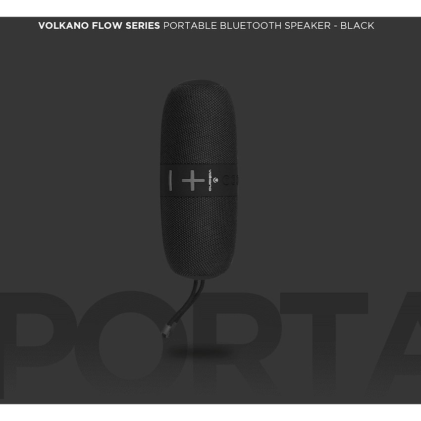 Volkano Flow Series Portable Bluetooth Speaker - Black with Grey Buttons - Image 4
