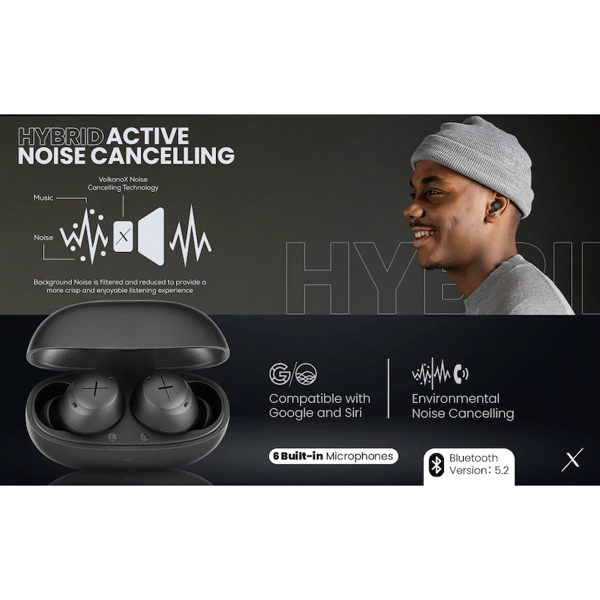 Volkano X VXT200B True Wireless Earphones with Hybrid Active Noise Cancelling - Image 9