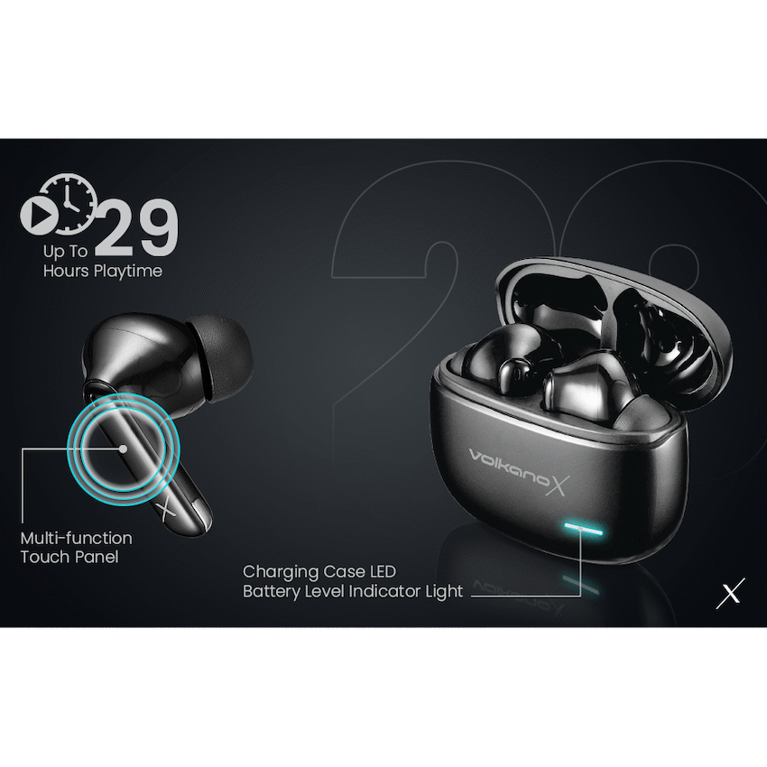 VolkanoX VXT200S Hybrid ANC TWS Earphones - Black - Image 18