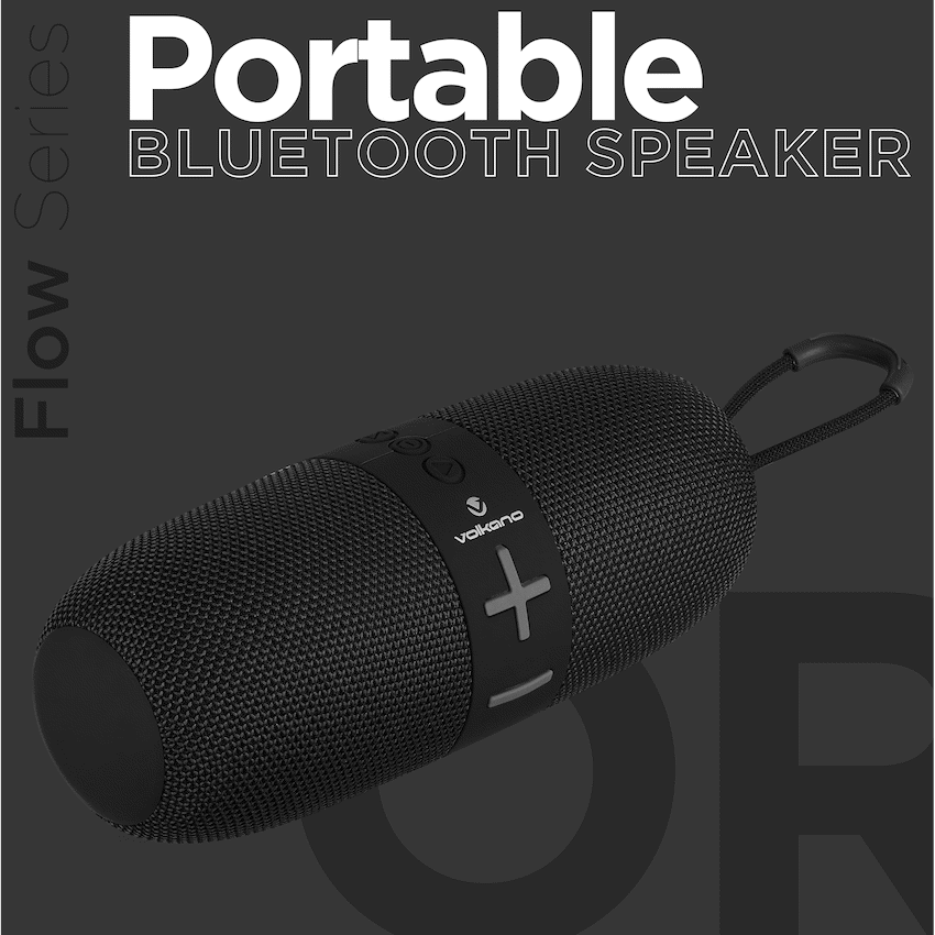 Volkano Flow Series Portable Bluetooth Speaker - Black with Grey Buttons - Image 6
