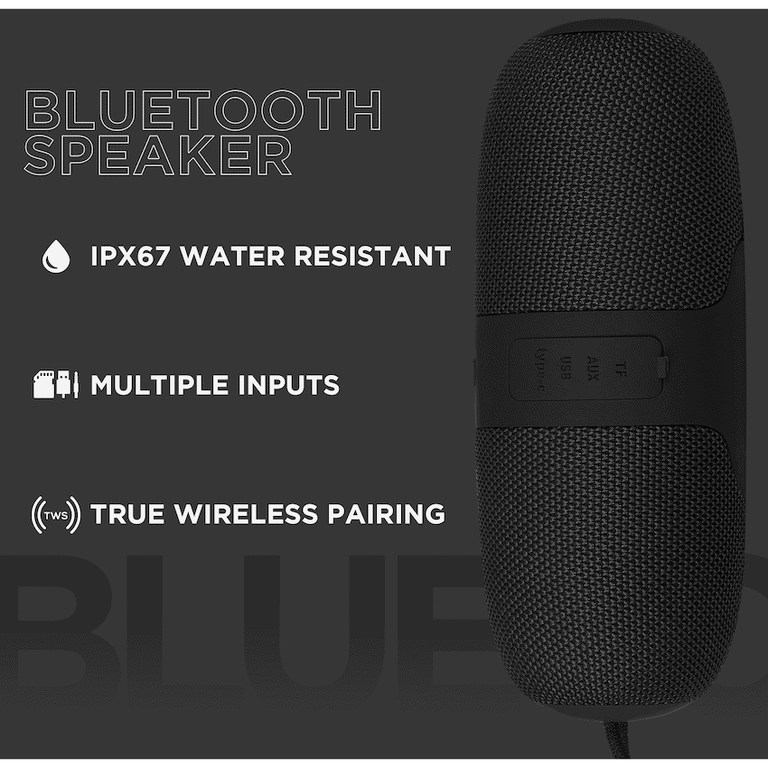 Volkano Flow Series Portable Bluetooth Speaker - Black with Grey Buttons - Image 7