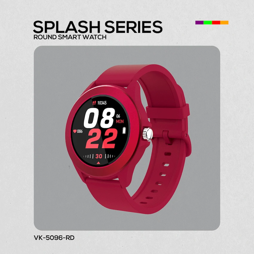 Volkano Splash Series Round Smartwatch - Red - Image 12
