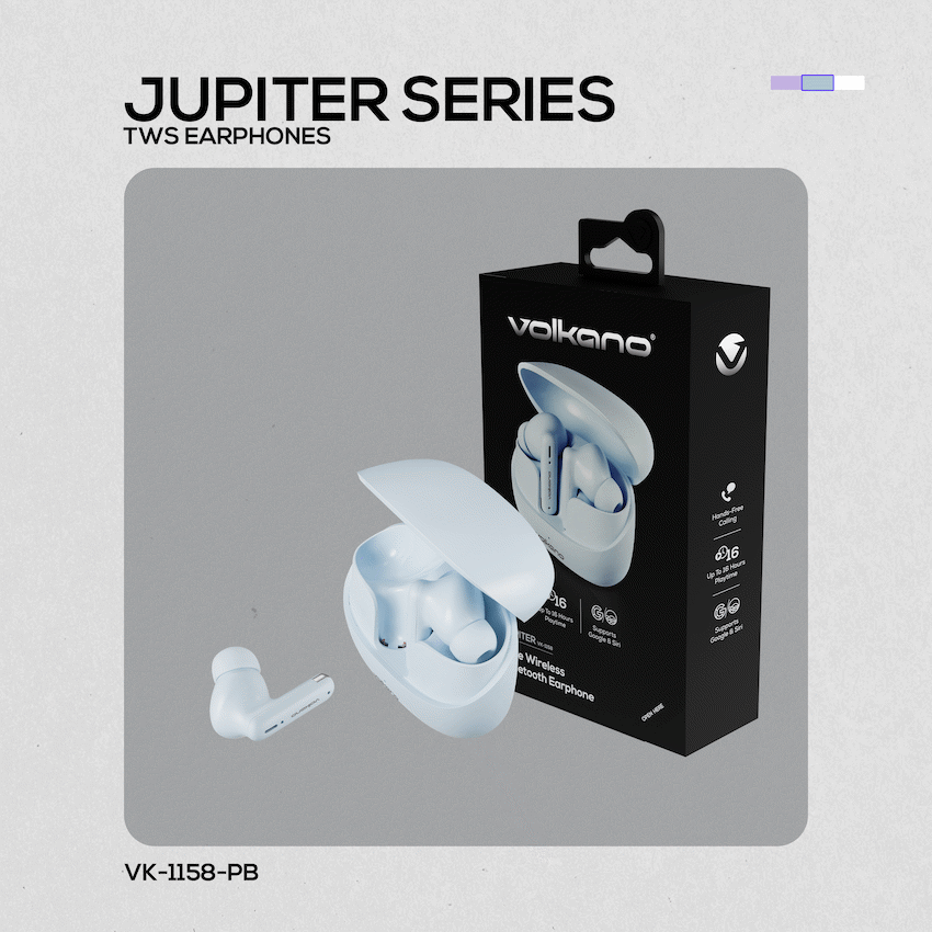 Volkano Jupiter Series TWS Earphones - Pastel Blue - Image 7