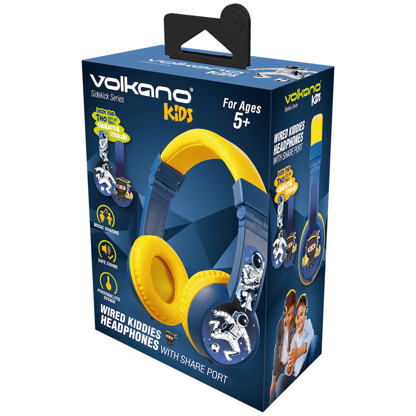 Volkano Sidekick Series Wired Kiddies Headphones with Share Port - Yellow/Blue - Image 13