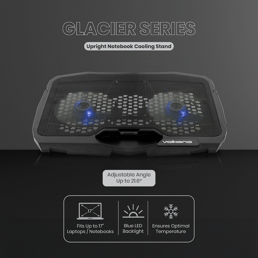 Volkano Glacier Series Upright Notebook Cooling Stand with Dual Fans - Image 18