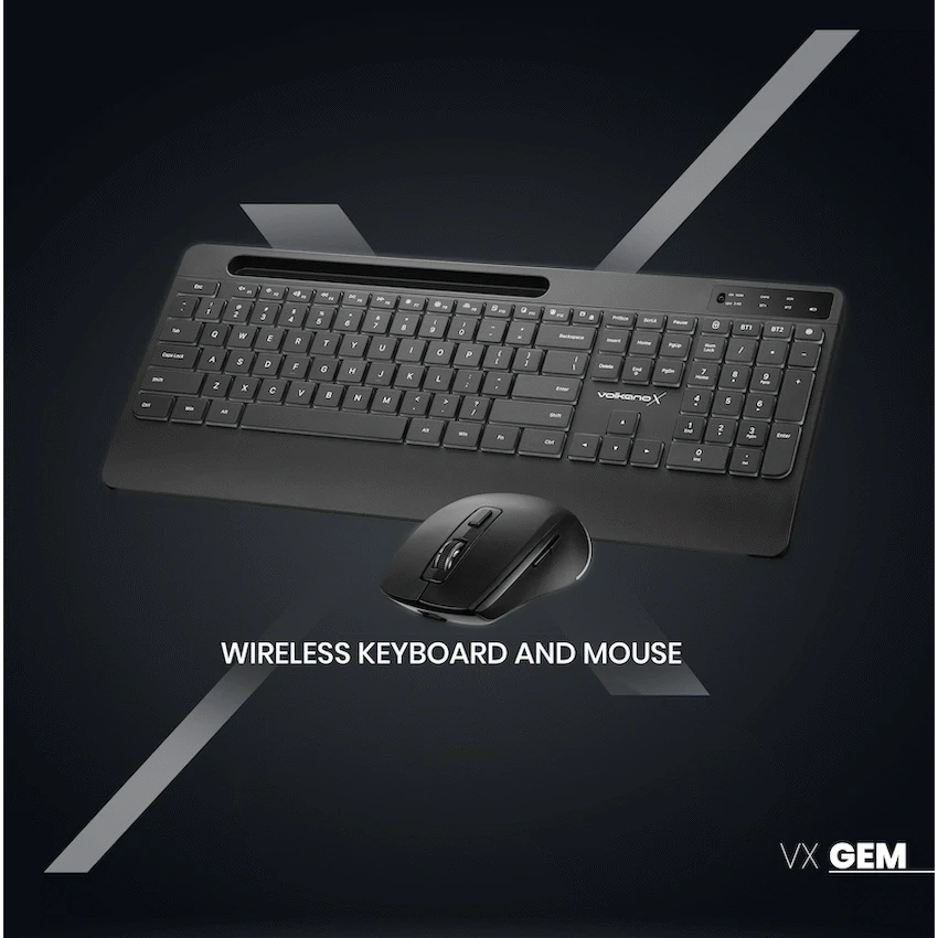 VolkanoX Gem Bluetooth Wireless Keyboard and Mouse - Black - Image 2