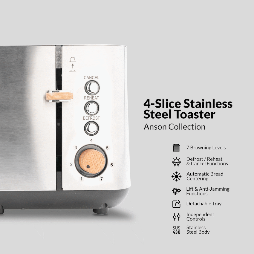 Boden Stark Anson Collection 4-Slice SS Toaster - Image 3