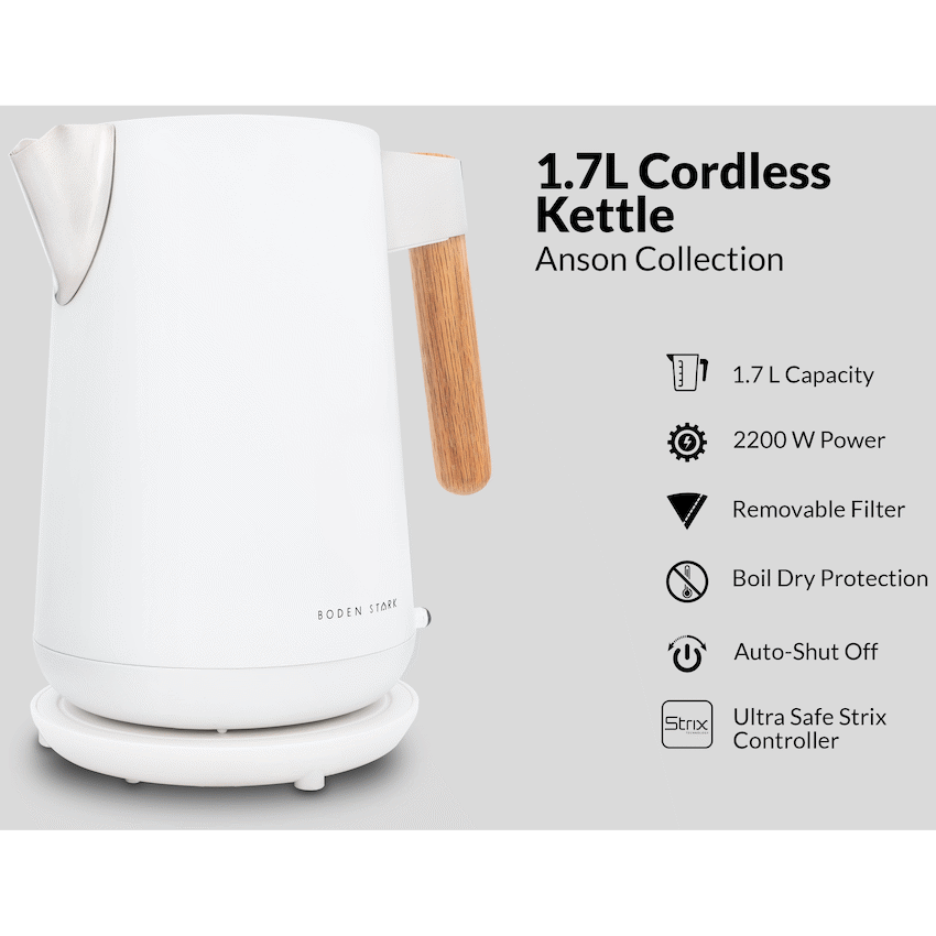 Boden Stark Anson Collection 1.7l 2000w SS Kettle - White - Image 3
