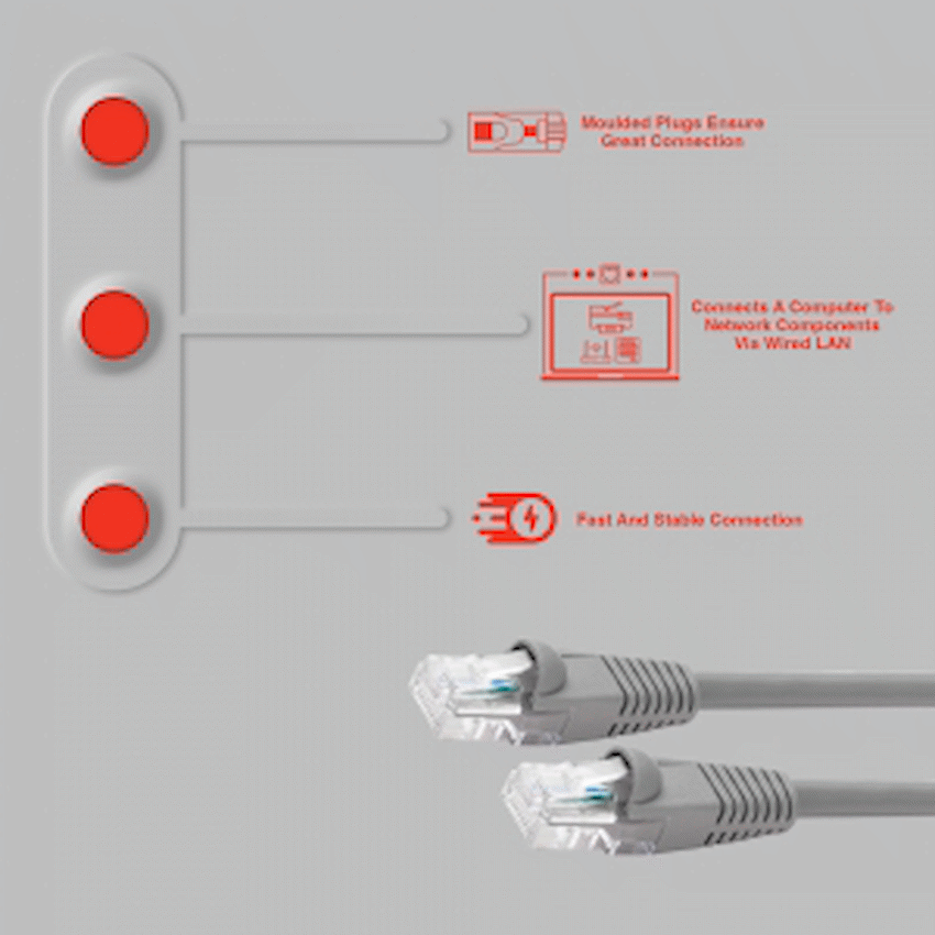 Volkano Network Series RJ-45 Network Cable, CAT5, 3m - Grey - Image 3