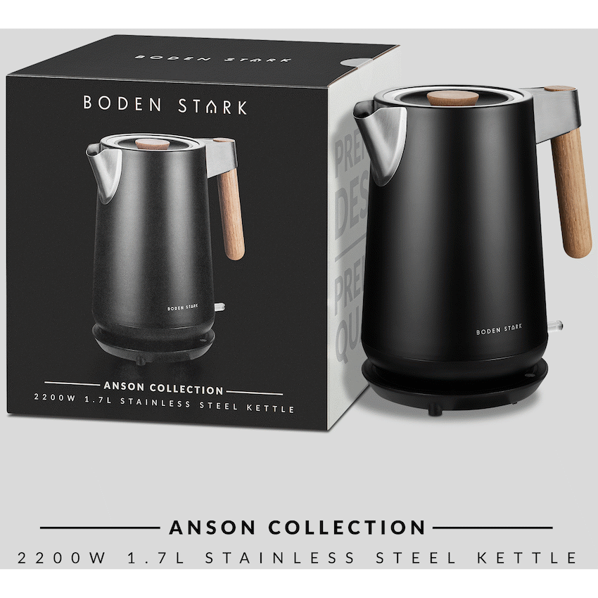 Boden Stark Anson Collection 1.7l 2000w Stainless Steel Kettle - Black - Image 3